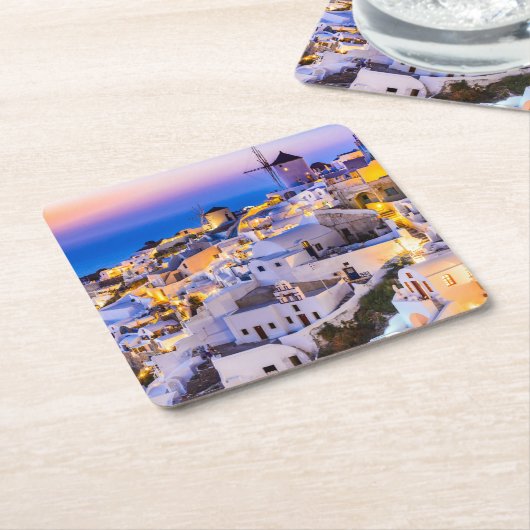 Santorini Griechenland Rechteckiger Pappuntersetzer (angewinkelt)