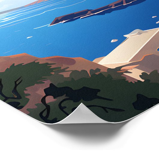 Santorini Griechenland Reisen | Griechische Insel  Poster (Ecke)