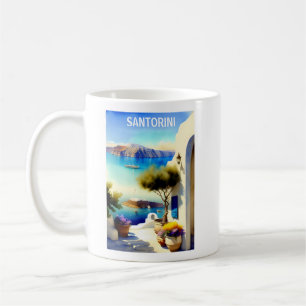 Santorini Griechenland Reisen Malerei Kaffeetasse