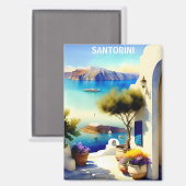 Santorini Griechenland Reisen Malerei Magnet (Vorderseite/Rückseite)