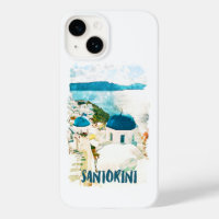 Santorini Griechenland Reisen Wasserfarbe