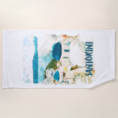 Santorini Griechenland Reisen Wasserfarbe Strandtuch (Vorderseite)