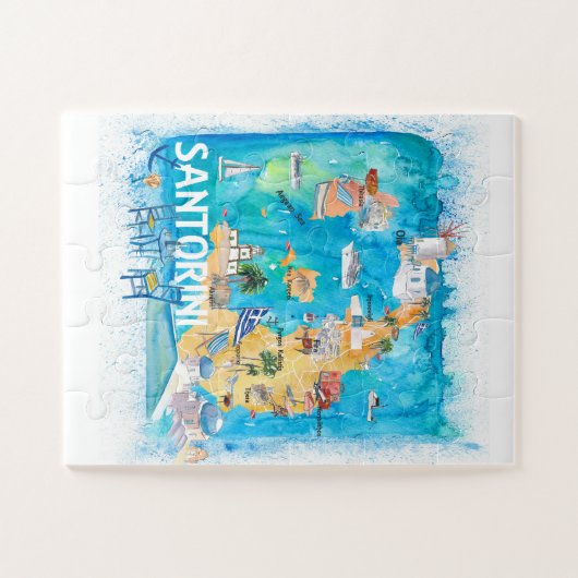 Santorini Griechenland Reiseplan Puzzle (Horizontal)