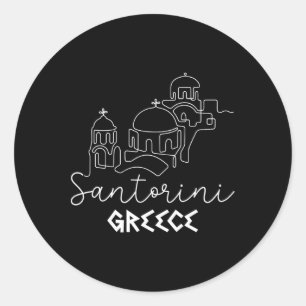 Santorini Griechenland Reiseziel Sommerfamilie Runder Aufkleber