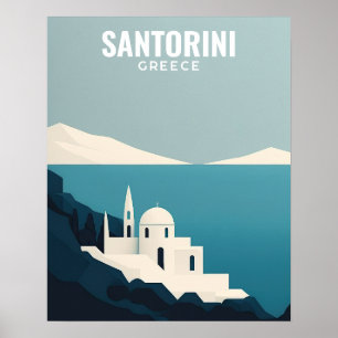 Santorini Griechenland Retro Minimalist  Poster