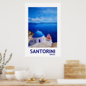 Santorini Griechenland - Retro Style Poster II (Küche)