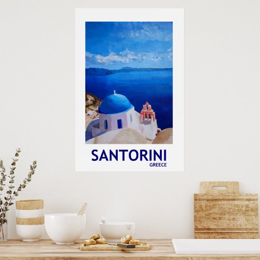 Santorini Griechenland - Retro Style Poster II (Küche)