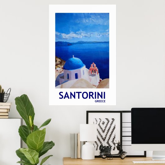 Santorini Griechenland - Retro Style Poster II (Heimbüro)