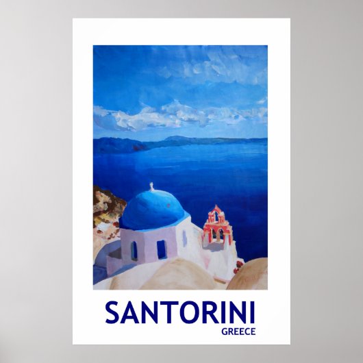 Santorini Griechenland - Retro Style Poster II (Vorne)
