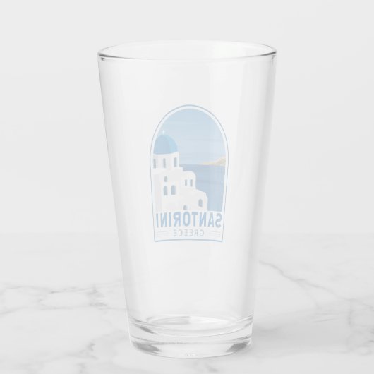 Santorini Griechenland Retro Vintag Glas (Rückseite)