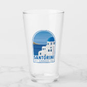 Santorini Griechenland Retro Vintag Glas (Vorderseite)