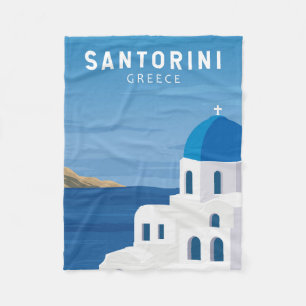 Santorini Griechenland Retro Vintage  Fleecedecke