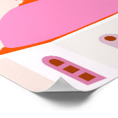 Santorini Griechenland Rosa und Orange Poster (Ecke)