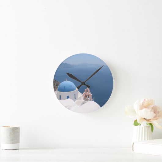 Santorini Griechenland Runde Wanduhr (Zuhause)