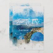 Santorini Griechenland Sommerhochzeit speichern Si Dankeskarte (Vorne/Hinten)