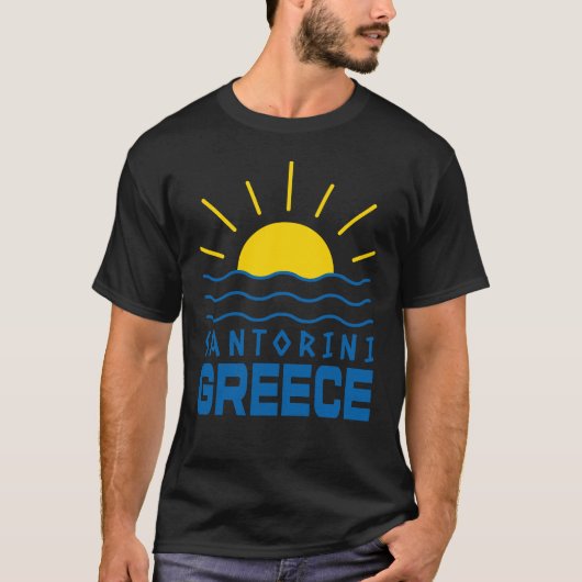 Santorini Griechenland Sonnenschein und Meer Schwa T-Shirt (Vorderseite)