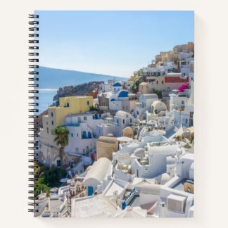 Santorini Griechenland - Sonnentag im Sommer in Sa Notizblock