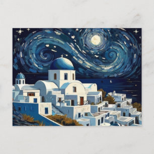 Santorini, Griechenland Starry Night - Griechische Feiertagspostkarte