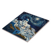 Santorini, Griechenland Starry Night - Griechische Fliese (Seite)