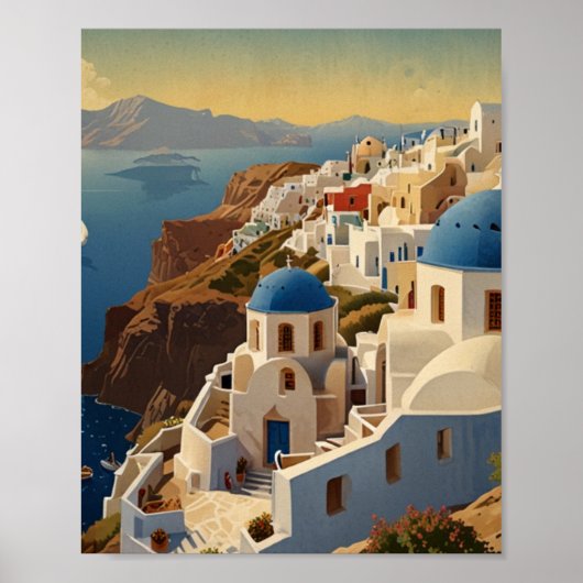 Santorini Griechenland Vintag Griechenland Reisepl Poster (Vorne)