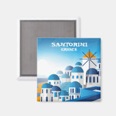 Santorini Griechenland Vintag Wasserfarbe Magnet (Vorderseite/Rückseite)