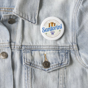 Santorini Griechenland Vintage Ägäis-Cyclades-Inse Button