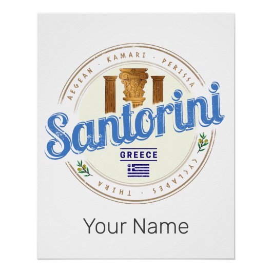 Santorini Griechenland Vintage Ägäis-Cyclades-Inse Poster (Vorderseite)
