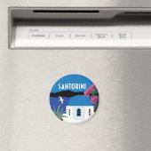 Santorini Griechenland Vintage Darstellung Magnet (In Situ (Geschirrspüler))