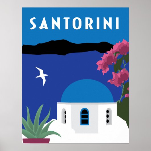Santorini Griechenland Vintage Reiseanleitung Poster (Vorne)