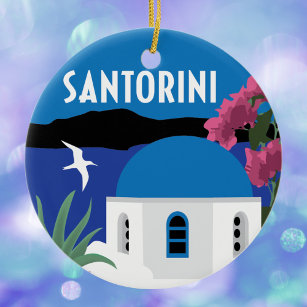 Santorini Griechenland Vintage-Stil Keramik Ornament