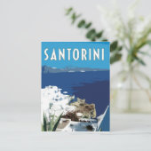 Santorini Griechenland Vintage-Stil Postkarte (Stehend Vorderseite)