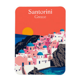 Santorini, Griechenland Vintage Travel Blue Domes Magnet