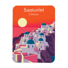 Santorini, Griechenland Vintage Travel Blue Domes Magnet