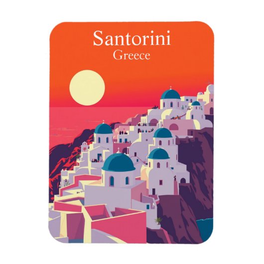 Santorini, Griechenland Vintage Travel Blue Domes Magnet (Vertikal)