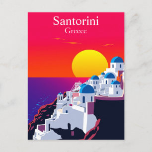 Santorini, Griechenland Vintage Travel Ocean Sunse Postkarte