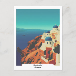 Santorini, Griechenland: Vintage Travel Postkarte