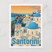 Santorini Griechenland Vintager berühmter Reiseort Postkarte (Vorderseite)