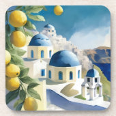 Santorini Griechenland Wassercolor Getränkeuntersetzer (Vorderseite)