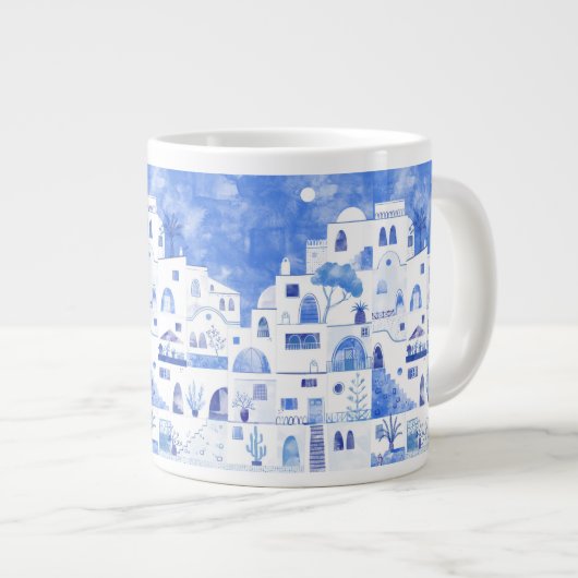 Santorini Griechenland Wassercolor Jumbo-Tasse (Vorderseite Rechts)