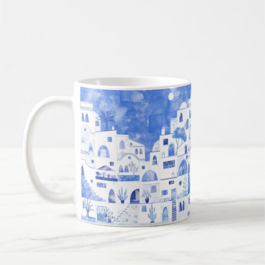 Santorini Griechenland Wassercolor Kaffeetasse (Links)