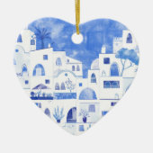 Santorini Griechenland Wassercolor Keramik Ornament (Vorne)