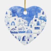 Santorini Griechenland Wassercolor Keramik Ornament (Hinten)