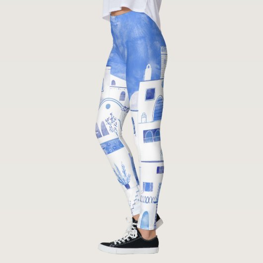 Santorini Griechenland Wassercolor Leggings (Links)