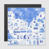 Santorini Griechenland Wassercolor Magnetkarte (Vorne/Hinten)
