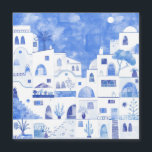 Santorini Griechenland Wassercolor Magnetkarte<br><div class="desc">Ein modernes blau-weißes Aquarellbild der griechischen Insel Santorin. Originelle Kunst von Nic Squirrell.</div>
