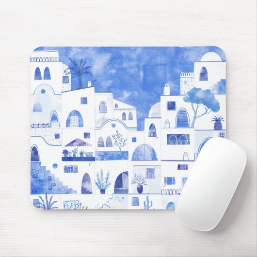 Santorini Griechenland Wassercolor Mousepad (Mit Mouse)