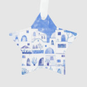 Santorini Griechenland Wassercolor Ornament (Rückseite)