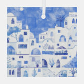 Santorini Griechenland Wassercolor Ornament Aus Glas (Rückseite)