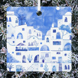 Santorini Griechenland Wassercolor Ornament Aus Metall<br><div class="desc">Ein Aquarellbild der schönen griechischen Insel Santorin. Originelle Kunst von Nic Squirrell.</div>