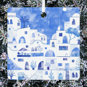 Santorini Griechenland Wassercolor Ornament Aus Metall